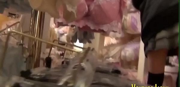  Japanese babe gets peeped on upskirt
